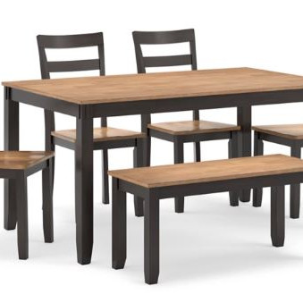 D396-325 Gesthaven Dining Table with 4 Chairs and Bench (Set of 6)