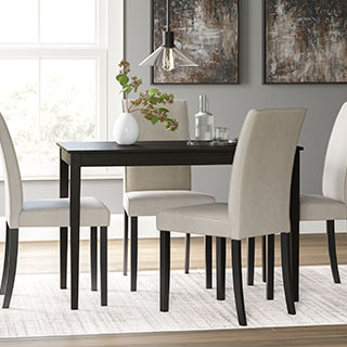 D250-25-05(4) 5PC SETS Kimonte Dining Table + 4 Chairs