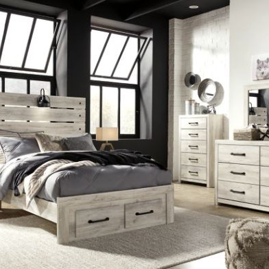 B192B33-4PC 4PC SETS Cambeck Full Panel Bed with 2 Storage Drawers