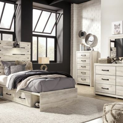 B192B21-4PC 4PC SETS Cambeck Twin Panel Bed with 4 Storage Drawers