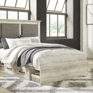 B192B56 Cambeck King Upholstered Panel Bed with 2 Side Under Bed Storage
