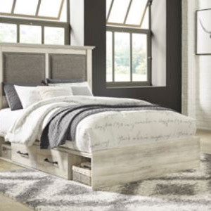 B192B46 Cambeck Queen Upholstered Panel Bed with 2 Side Under Bed Storage