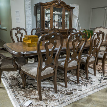 D947-55TB-01(8)-01A(2) 11PC SETS Maylee Dining Extension Table + 8 Chairs + 2 Arm Chairs