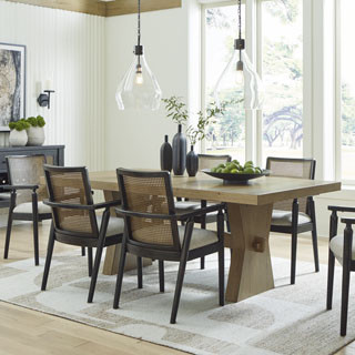 D841-45-02A(6) 7PC SETS Galliden Dining Table + 6 Arm Chair