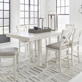 D642-32-124(6) 7PC SETS Robbinsdale Counter Height Dining Extension Table + 6 Barstools