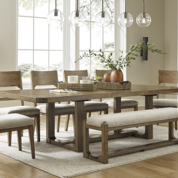 D974-35-01(6)-00 8PC SETS Cabalynn Dining Extension Table + 6 Chairs + Bench