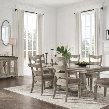 D924-55-01(6) 7PC SETS Lexorne Dining Extension Table + 6 Chairs