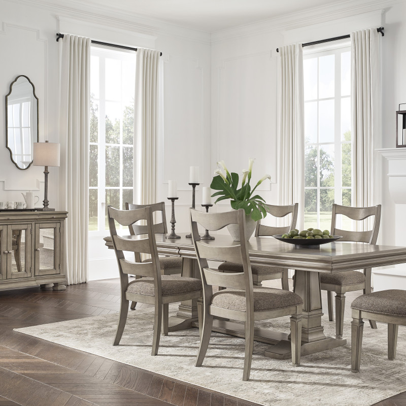 D924-55-01(6) 7PC SETS Lexorne Dining Extension Table + 6 Chairs