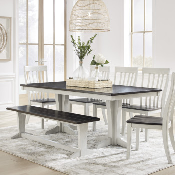 D796-25TB-01(5)-00 7PC SETS Darborn Dining Table + 5 Chairs + Bench