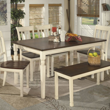 D583-25-02(4)-00 6PC SETS Whitesburg Dining Table + 4 Chairs + Bench