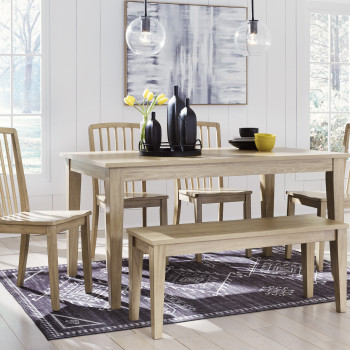 D511-25-01(4)-00 6PC SETS Gleanville Dining Table + 4 Chairs + Bench