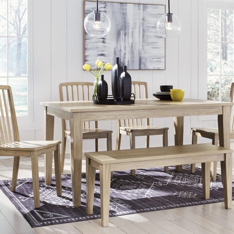 D511-25-01(4)-00 6PC SETS Gleanville Dining Table + 4 Chairs + Bench