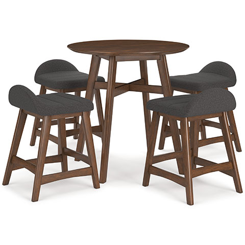 D615-13-224(4) 5PC SETS Lyncott Counter Height Dining Table + 4 Bar Stools