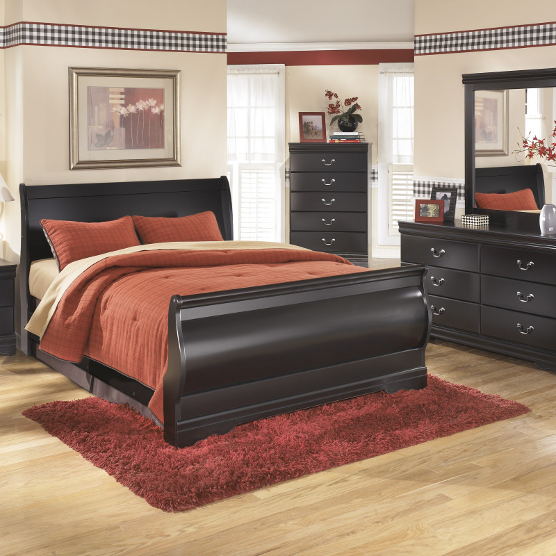 B128 5PC SETS Huey Vineyard Queen Sleigh Bed