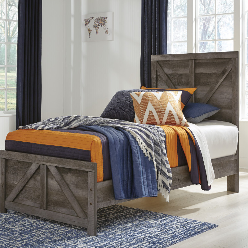 B440-53-83 Wynnlow Twin Crossbuck Panel Bed