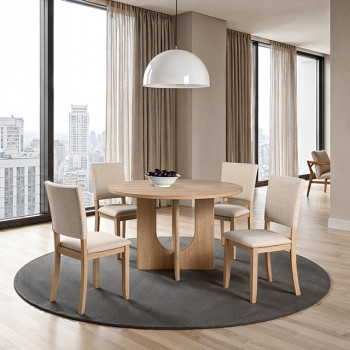 SL3406NT-RT-5PC Oberto 5 Pc Round Dining Table Set