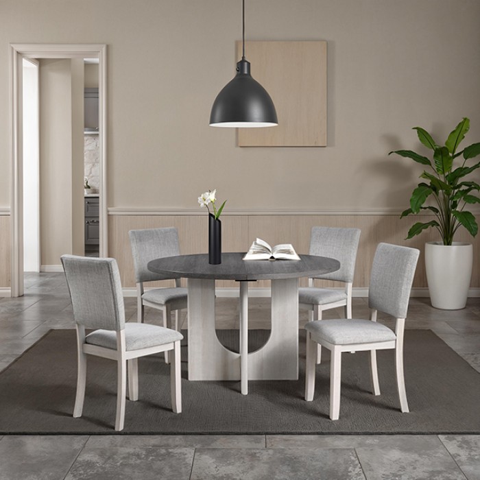 SL3406GY-RT-5PC Oberto 5 Pc Round Dining Table Set