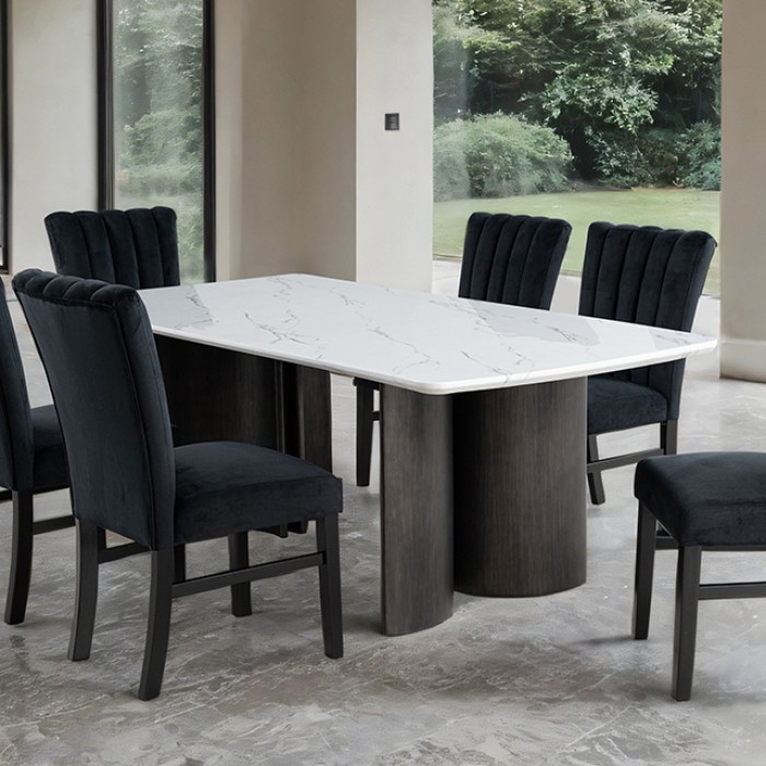 FM34007WH-T Selsey Dining Table, White Stone Top
