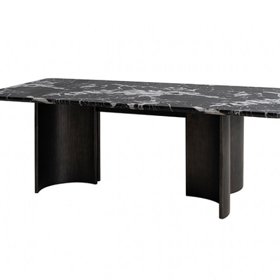FM34007BK-T Selsey Dining Table, Black Stone Top