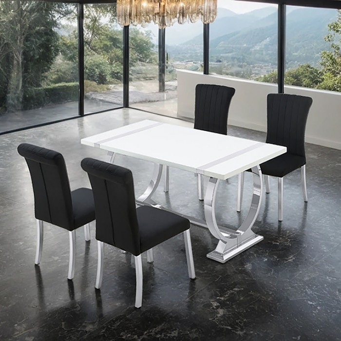 FM37007SV-T-5PC-07SB Holstebro 5 Pc 60" Dining Table Set