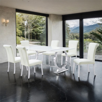 FM37008SV-T-5PC-07SW Holbaek 5 Pc 80" Dining Table Set