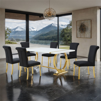 FM37008GD-T-5PC-07GB Holbaek 5 Pc 80" Dining Table Set