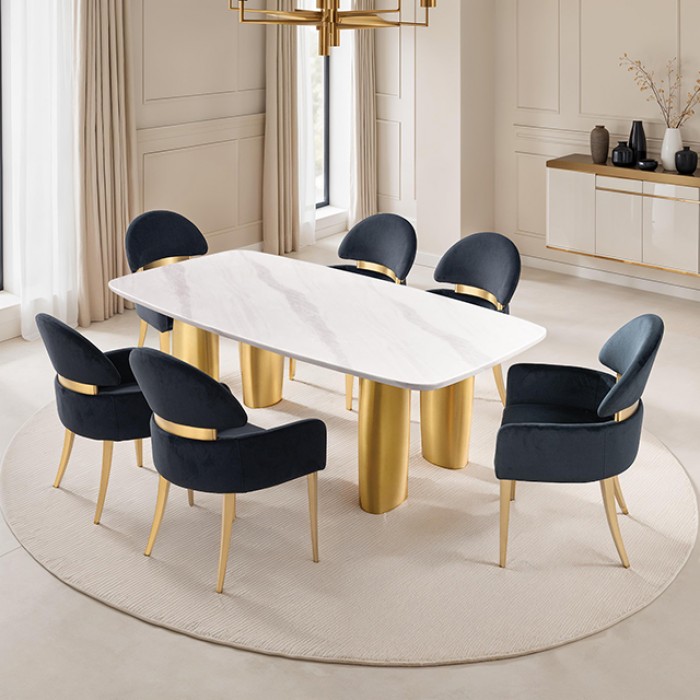 FM37004WH-T-7PC-05BK Northall 7 Pc Dining Table Set