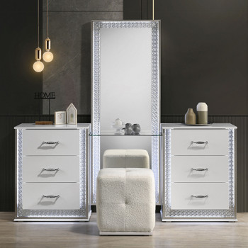 FM72010WH-V-SET Hazeline Vanity Set w/ Stool