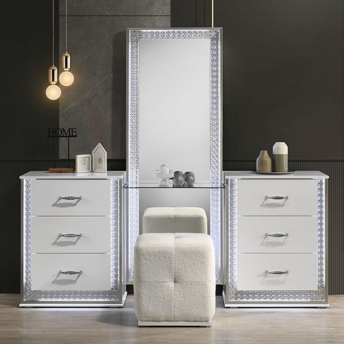 FM72010WH-V-SET Hazeline Vanity Set w/ Stool