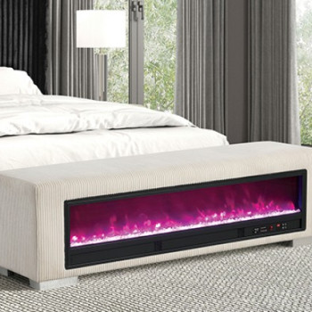 FM-BN6001BG Elnath Bench w/ Visual Crystal Fireplace