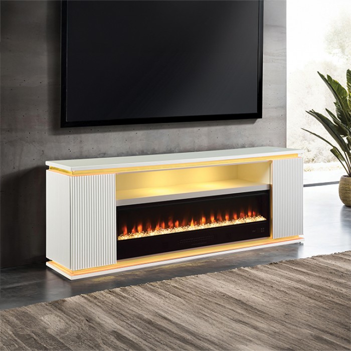 FM-AC8011WH-TV Medea 71" TV Stand w/ Electric Fire Place