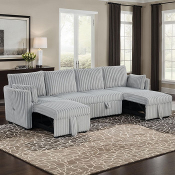 SL64002GY-SECT Denholme U-Sectional w/ Pull Out