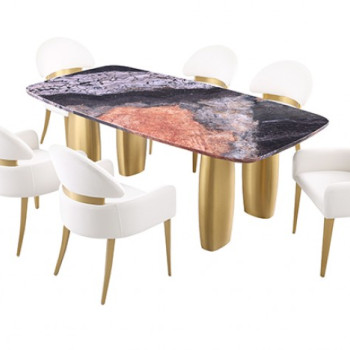 FM37004GY-T-TABLE-7PC 7PC SETS Northolt Dining Table + 6 Arm Chairs