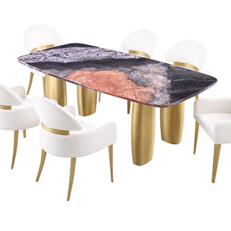 FM37004GY-T-TABLE-7PC 7PC SETS Northolt Dining Table + 6 Arm Chairs