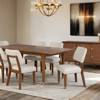 FM34000WN-T-7PC 7PC SETS Hepburne Dining Table + 6 Side Chairs