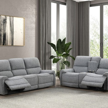FM62001GY-SF-2PC 2PC SETS Morcote Power Sofa + Loveseat