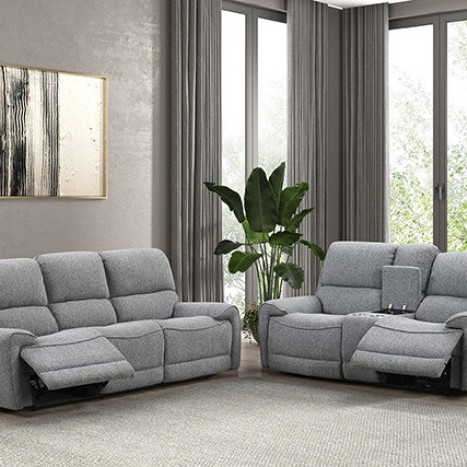 FM62001GY-SF-2PC 2PC SETS Morcote Power Sofa + Loveseat