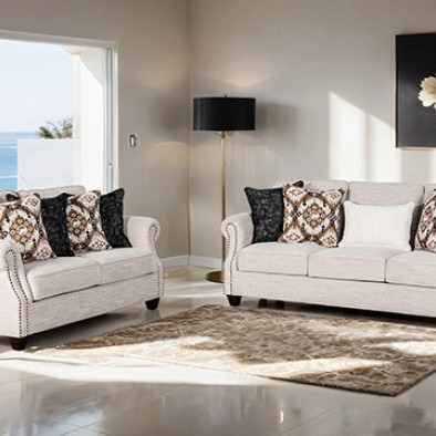 FM61009WH-SF-LV 2PC SETS Earley Sofa + Loveseat