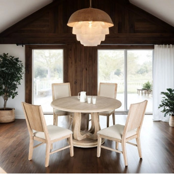 FM3601NT-RT-5PC 5PC SETS Orbetello 54" Round Dining Table + 4 Side Chairs