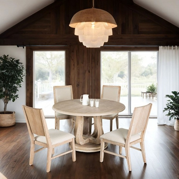 FM3601NT-RT-5PC 5PC SETS Orbetello 54" Round Dining Table + 4 Side Chairs