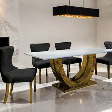 FM33003GD-T-TABLE-5PC 5PC SETS Portanova Dining Table + 4 Chairs