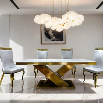 FM33002GD-T-TABLE-5PC2 5PC SETS Palazzo Dining Table + 4 Chairs