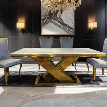 FM33002GD-T-TABLE-5PC1 5PC SETS Palazzo Dining Table + 4 Chairs