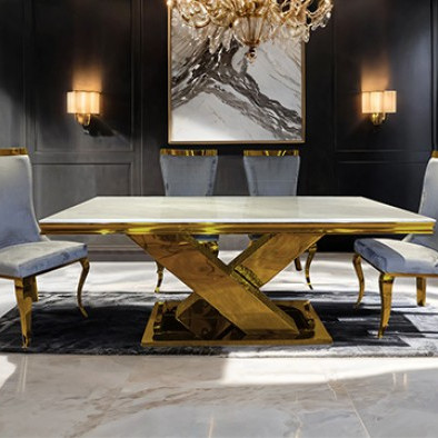 FM33002GD-T-TABLE-5PC1 5PC SETS Palazzo Dining Table + 4 Chairs