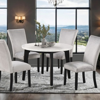 FM3330BK-RT-TABLE-5PC 5PC SETS Sabro Round Dining Table + 4 SIDE CHAIRS