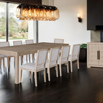 FM39011NT-T-11PC 11PC SETS Hatton Cross Rect. Dining Table + 10 Side Chairs