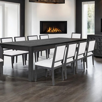 FM39011BK-T-11PC 11PC SETS Hatton Cross Rect. Dining Table + 10 Side Chairs