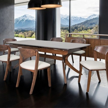 FM30004WN-T-7PC 7PC SETS Hadsten Dining Table + 6 Side Chairs