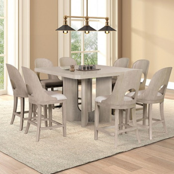 FM39004AK-PT-9PC 9PC SETS Sterling West Square Counter Ht. Table + 8 Chairs