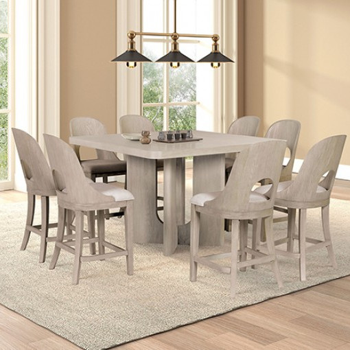 FM39004AK-PT-9PC 9PC SETS Sterling West Square Counter Ht. Table + 8 Chairs